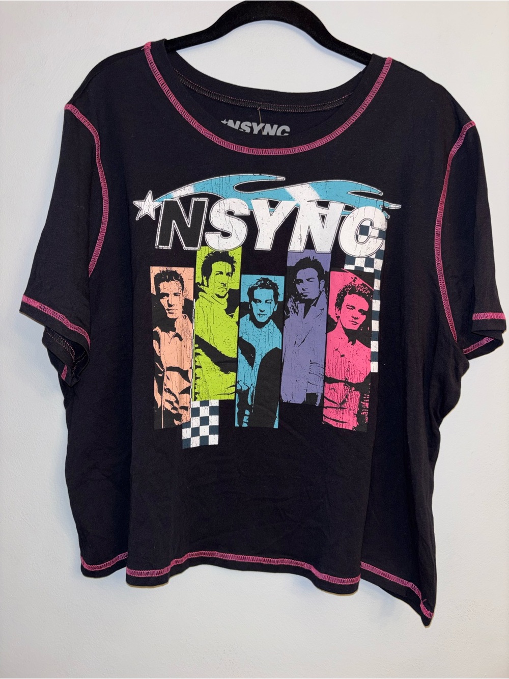 NWT *NSYNC Band Tee — Black with Neon Panels